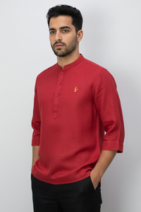 Linen Kurta, Red