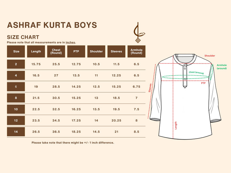 Ashraf Kurta Boys Long Sleeve, Q8