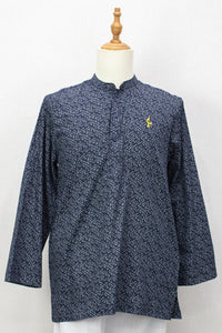 Aslam V2 Kurta, Abstract - Navy
