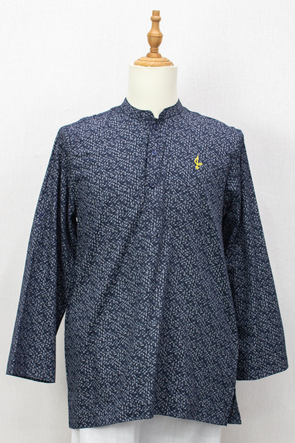 Aslam V2 Kurta, Abstract - Navy