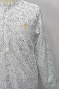 Aslam V2 Kurta, Abstract - White
