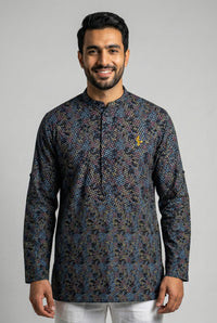 Aslam V2 Kurta, OmbreAbs - Black