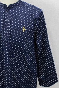 Aslam V2 Kurta, R-Square - Navy