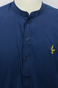 Aslam V2 Kurta, Spiral - Navy