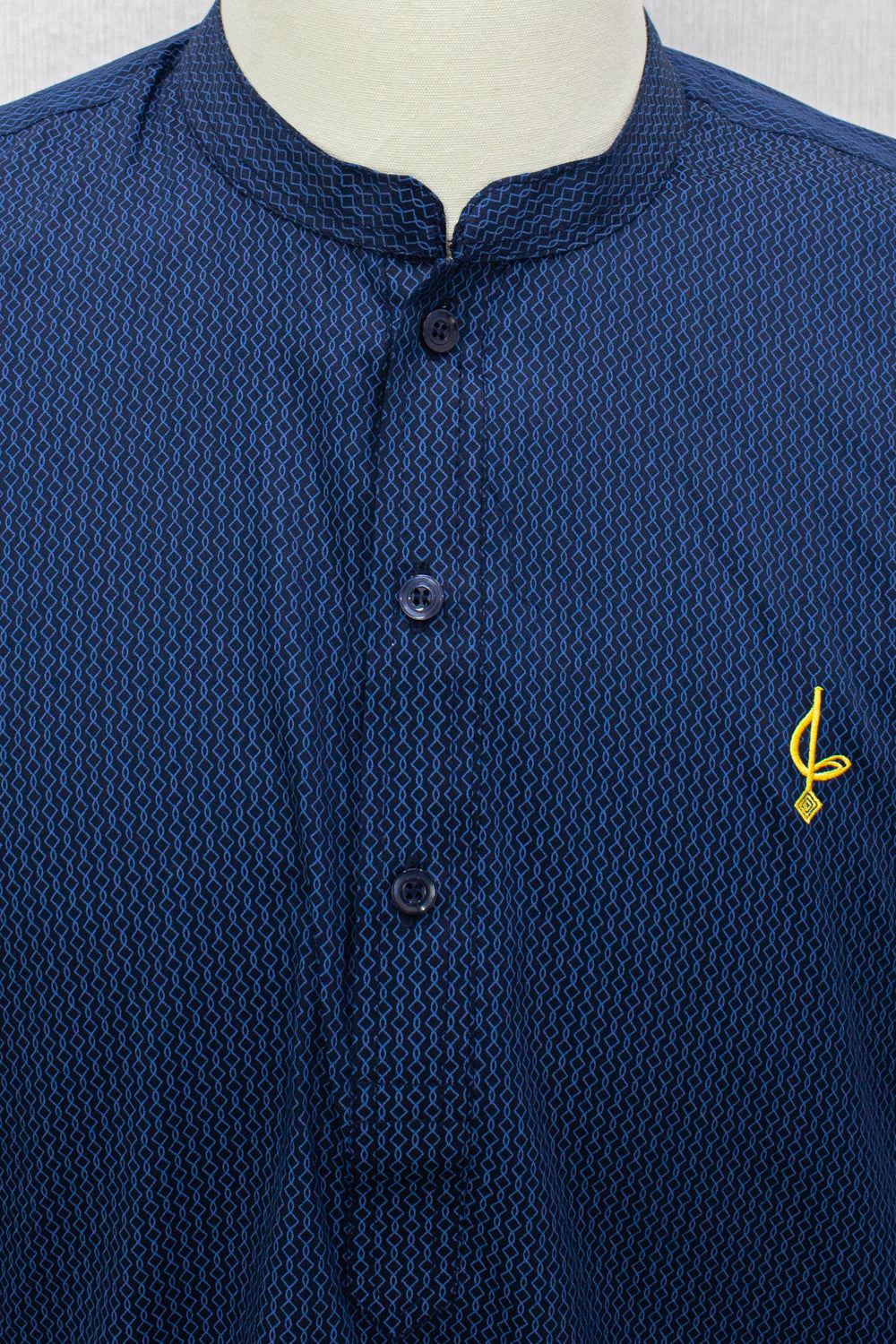 Aslam V2 Kurta, Spiral - Navy