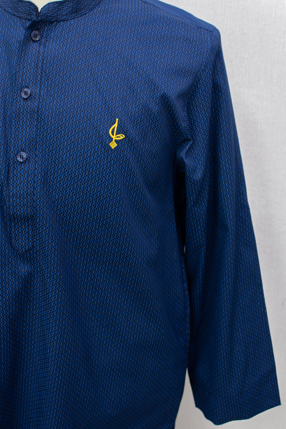 Aslam V2 Kurta, Spiral - Navy