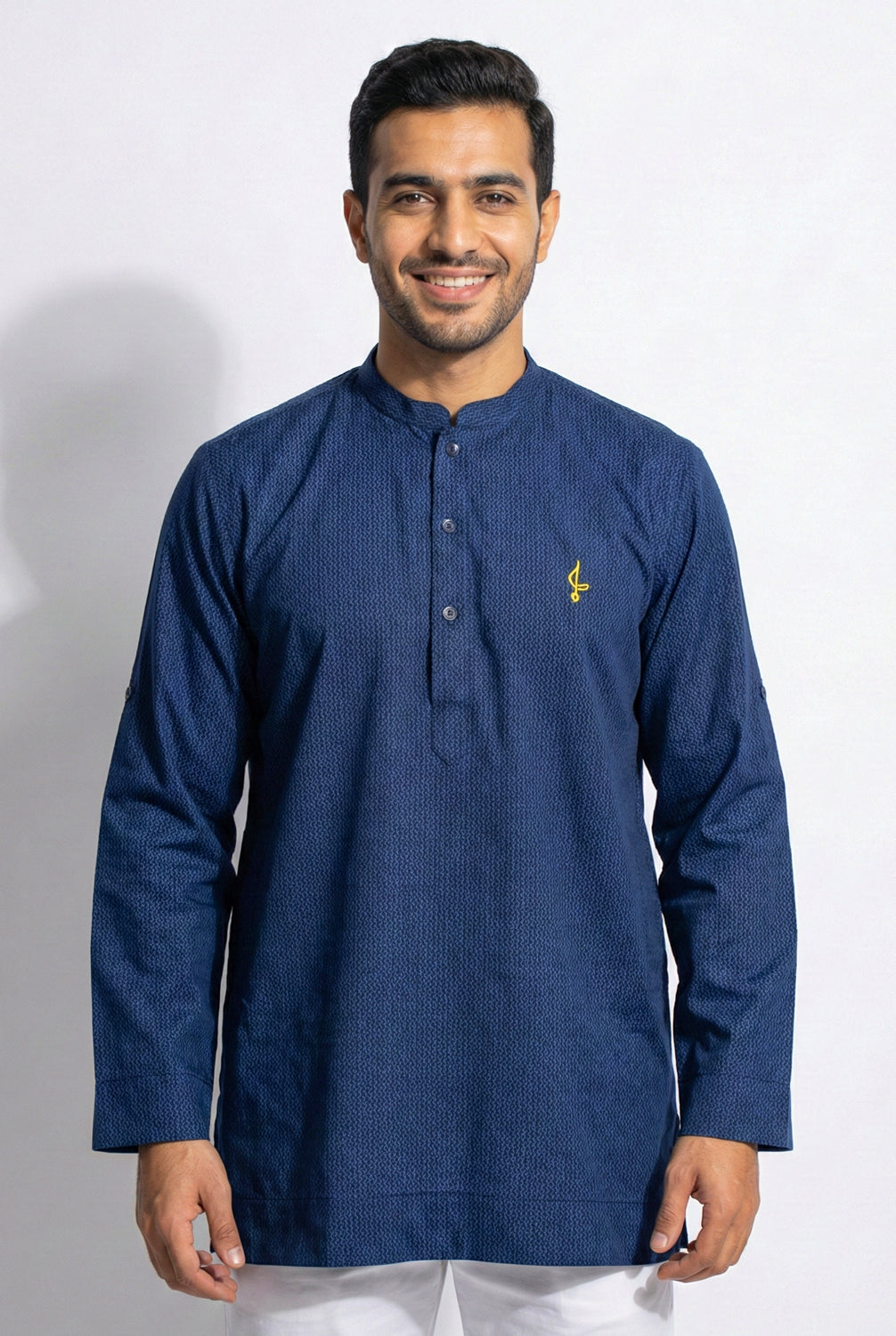 Aslam V2 Kurta, Spiral - Navy