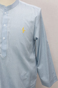 Aslam V2 Kurta, Spiral - Sky