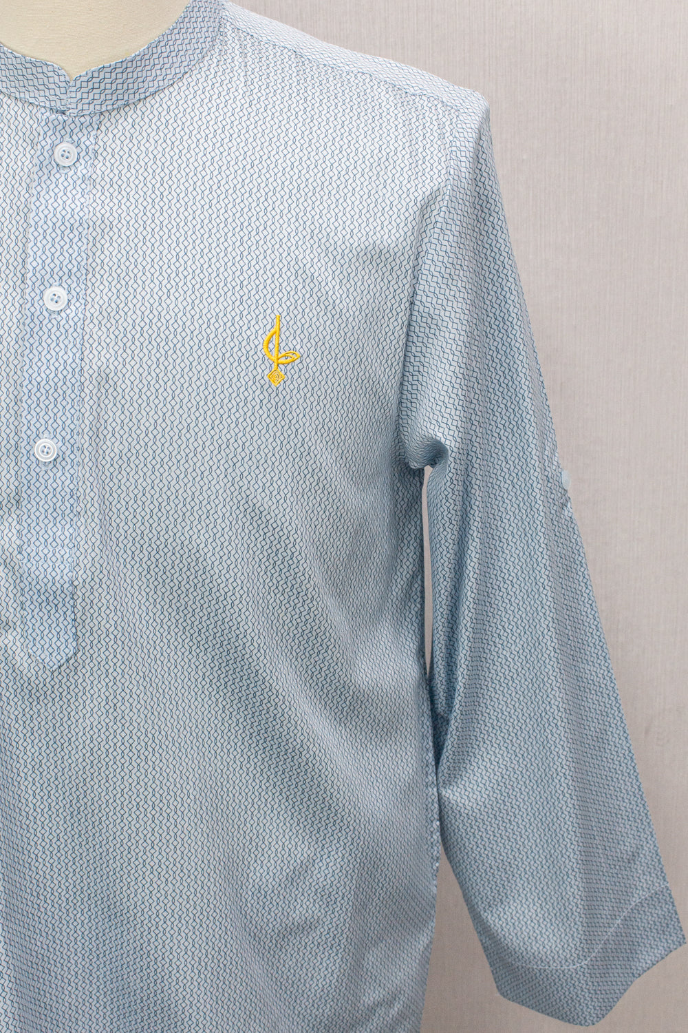 Aslam V2 Kurta, Spiral - Sky