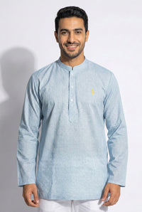 Aslam V2 Kurta, Spiral - Sky