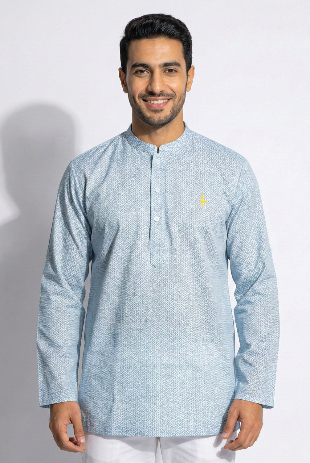 Aslam V2 Kurta, Spiral - Sky