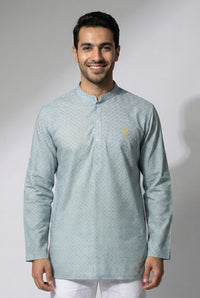 Aslam V2 Kurta, SqMedallion - Turquoise