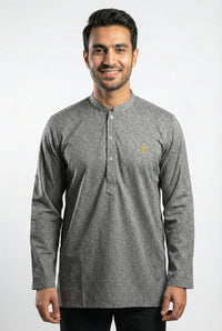 Aslam V2 Kurta, Square1 - Grey