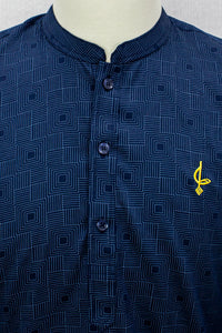 Aslam V2 Kurta, Square2 - Navy