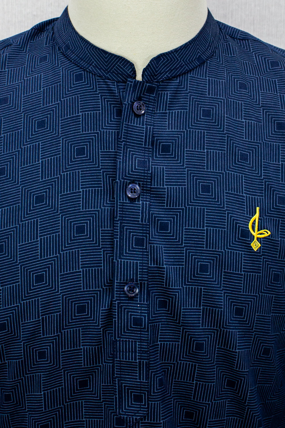Aslam V2 Kurta, Square2 - Navy