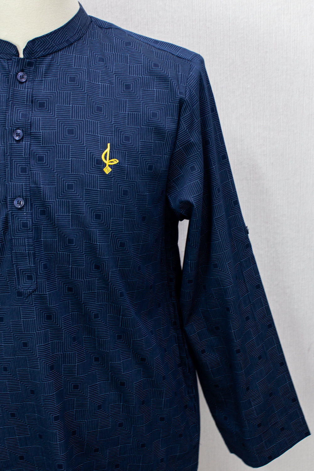 Aslam V2 Kurta, Square2 - Navy