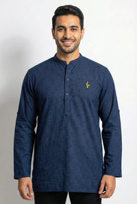 Aslam V2 Kurta, Square2 - Navy