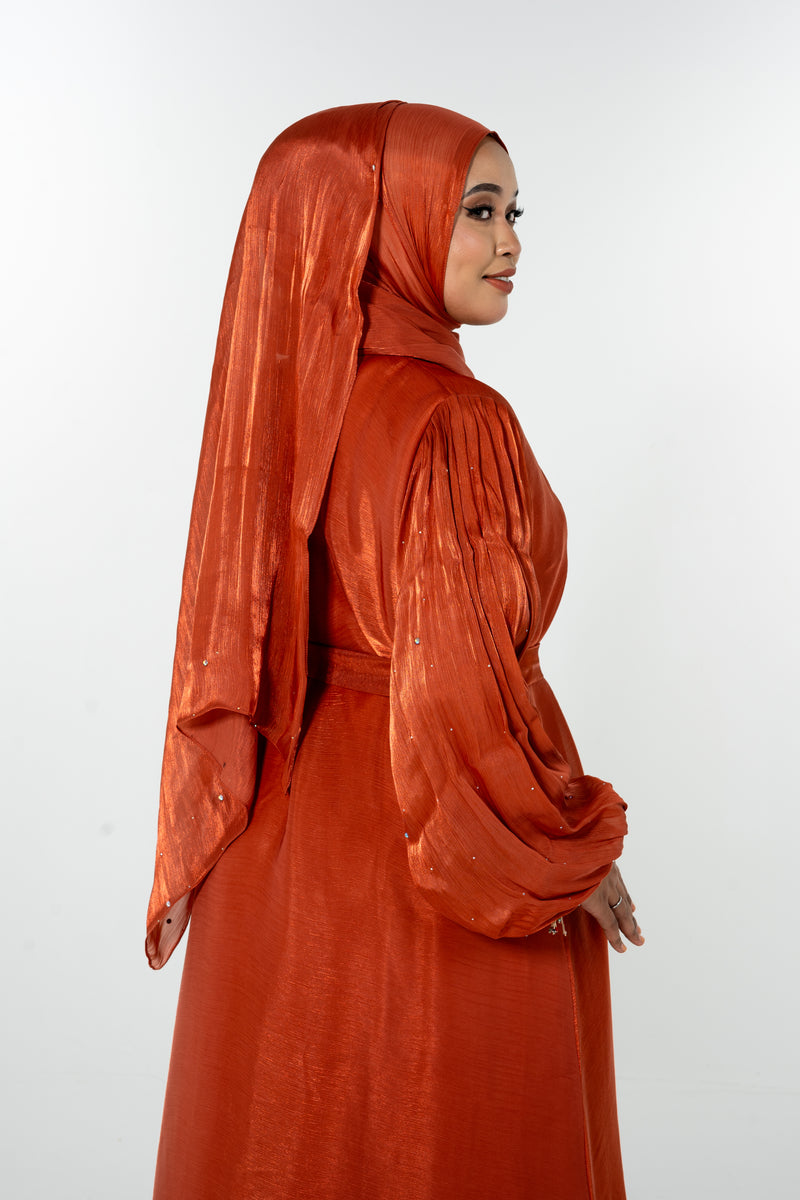 Bangle Dress Abaya - Burnt Orange / Brick