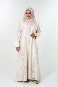 Beads Bloom Abaya - Champagne