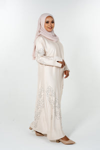 Beads Bloom Abaya - Champagne