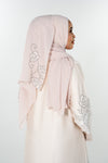 Beads Bloom Abaya - Champagne