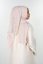 Beads Bloom Abaya - Baby Pink