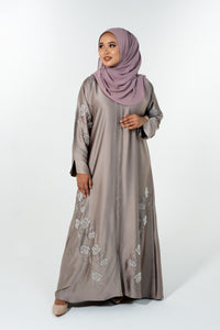 Beads Bloom Abaya - Mauve