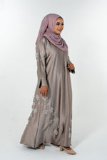 Beads Bloom Abaya - Mauve