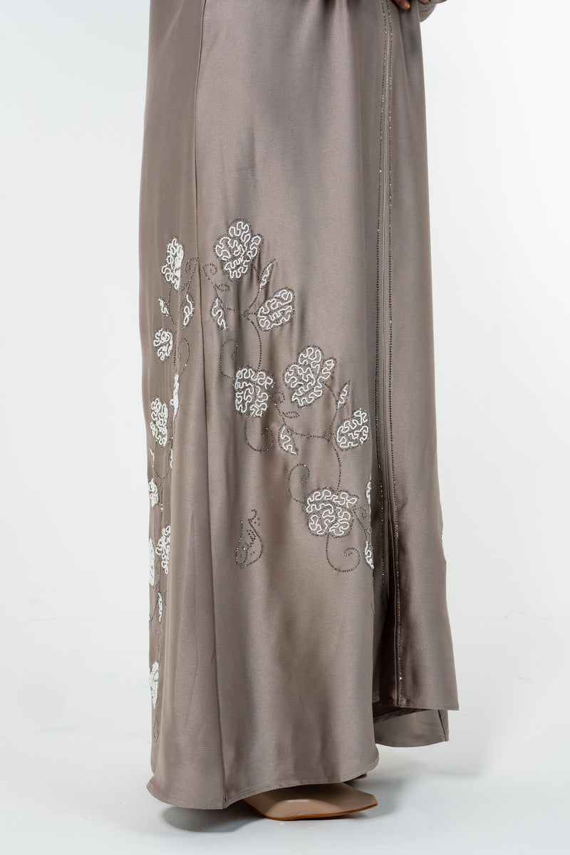 Beads Bloom Abaya - Mauve