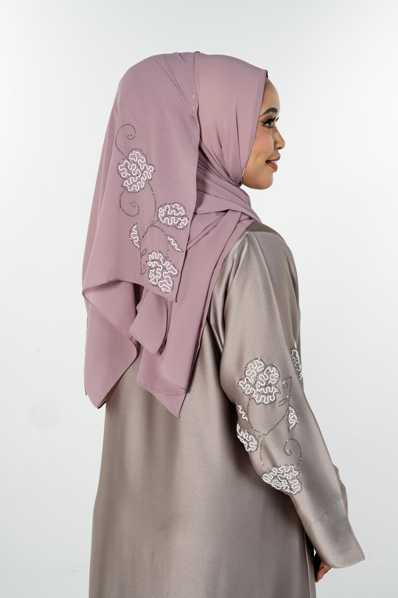 Beads Bloom Abaya - Mauve