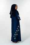 Beads Bloom Abaya - Navy