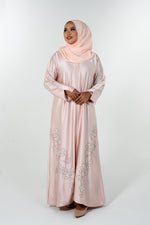 Beads Bloom Abaya - Peach