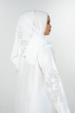 Beads Bloom Abaya - White