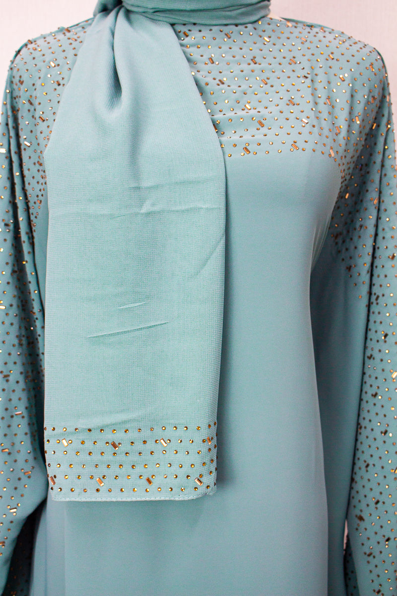 Bahrain Kaftan, Dusty Turquoise