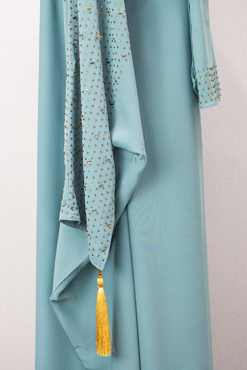 Bahrain Kaftan, Dusty Turquoise