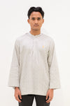 Aslam Kurta - White Brown Pas