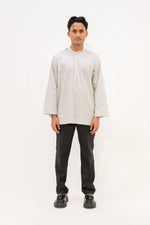 Aslam Kurta - White Brown Pas