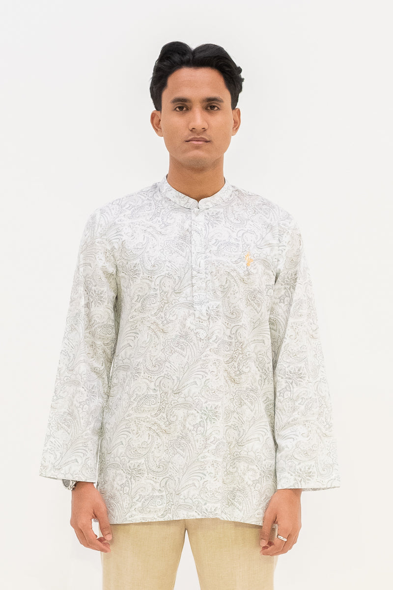 Aslam Kurta - White Paisley