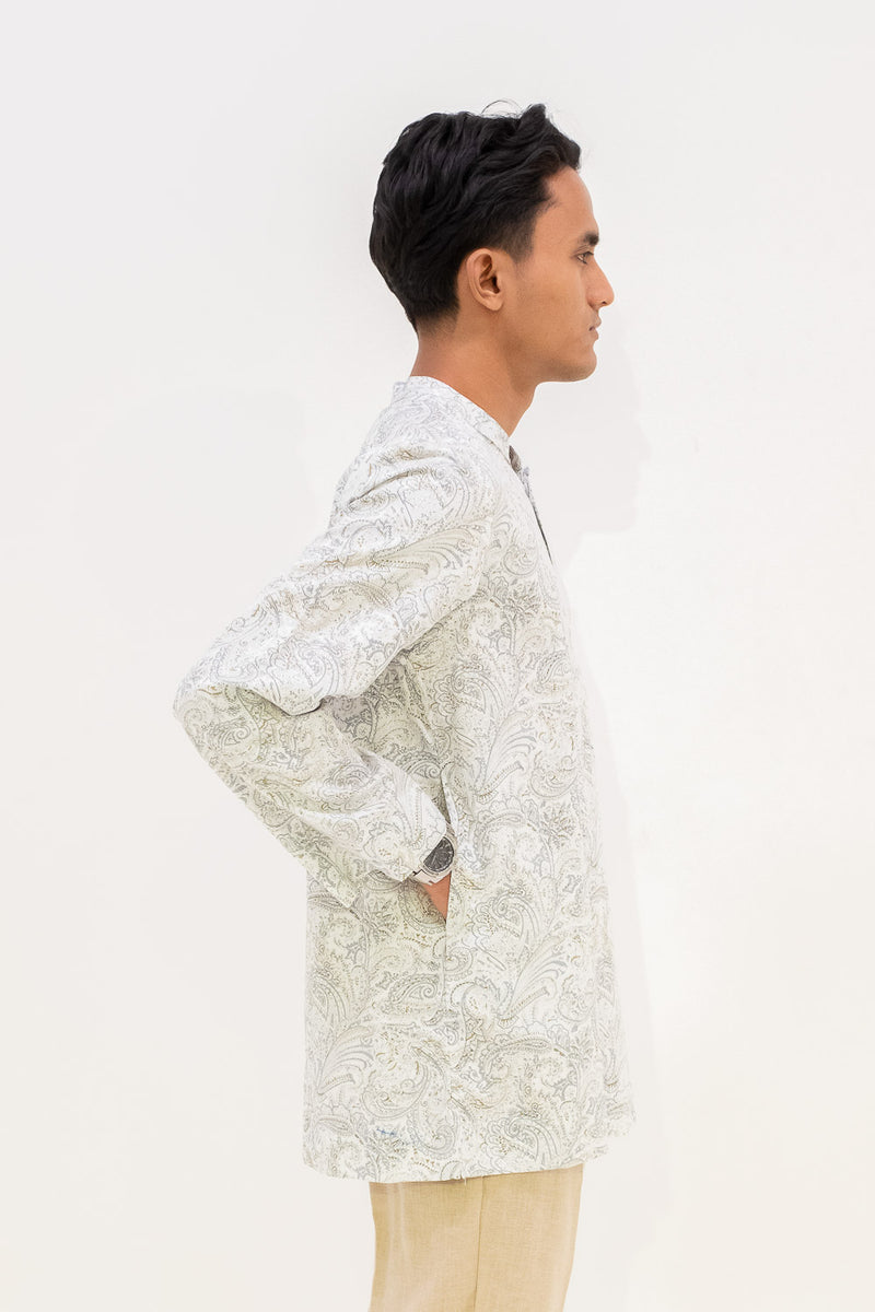 Aslam Kurta - White Paisley