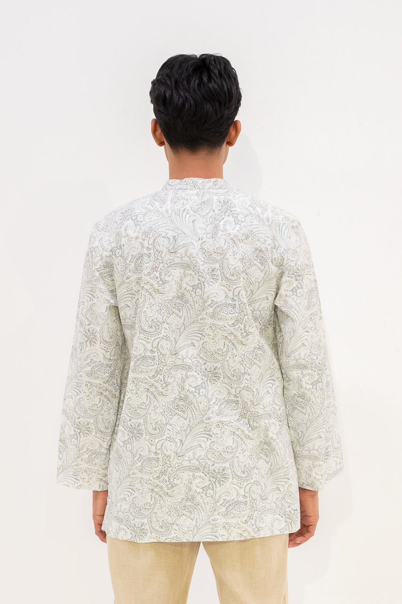 Aslam Kurta - White Paisley