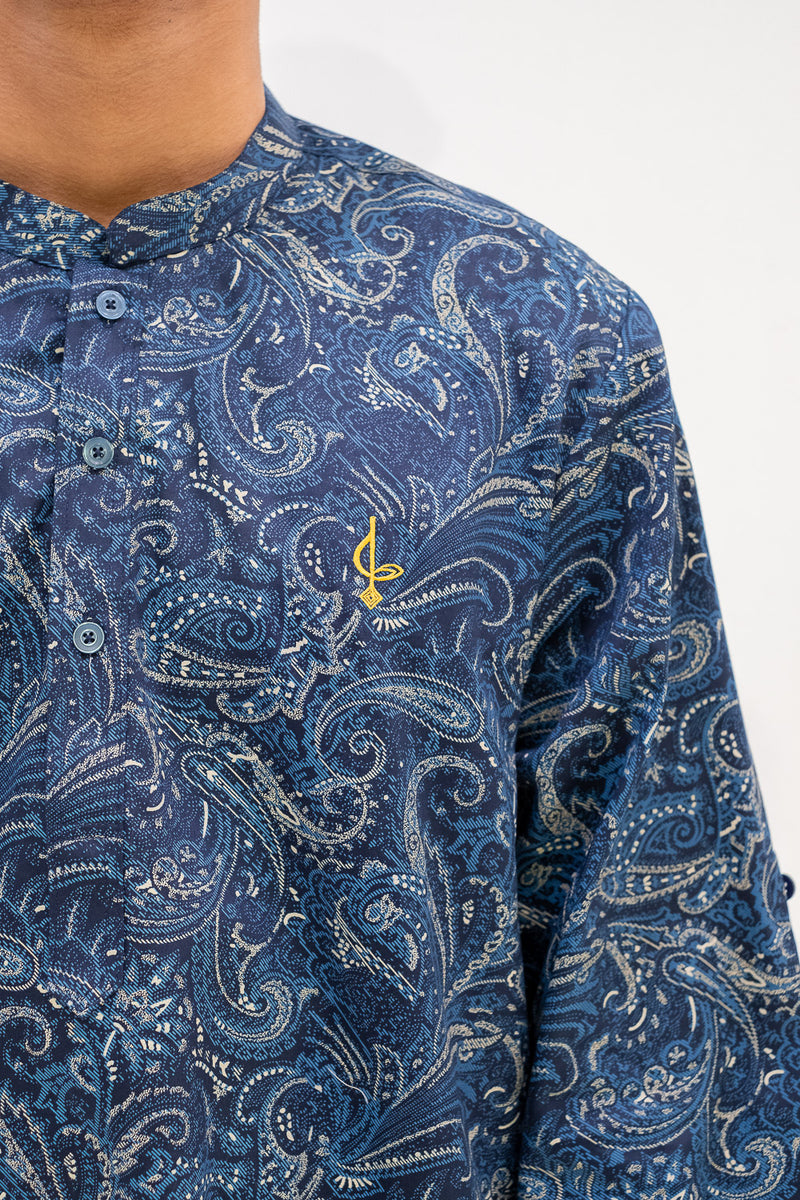 Aslam Kurta - Blue Paisley