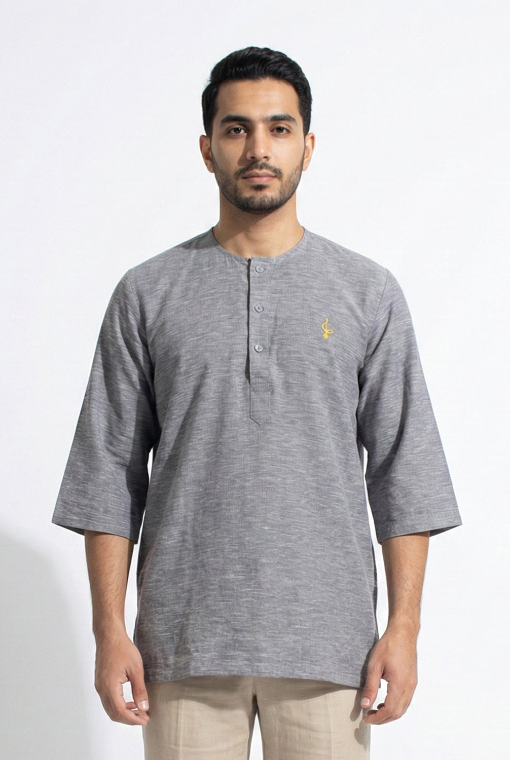 Farhan Kurta - Ash Grey 3/4