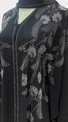 Floral V-Neck Kaftan, Black