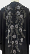 Floral V-Neck Kaftan, Black