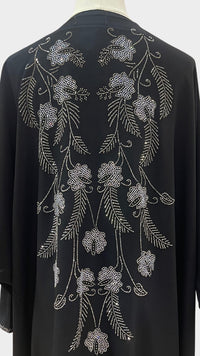 Floral V-Neck Kaftan, Black