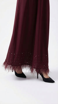 Furry Abaya - Maroon