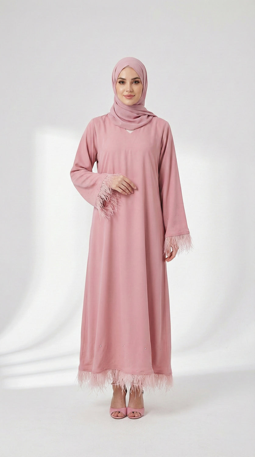 Furry Abaya - Pink