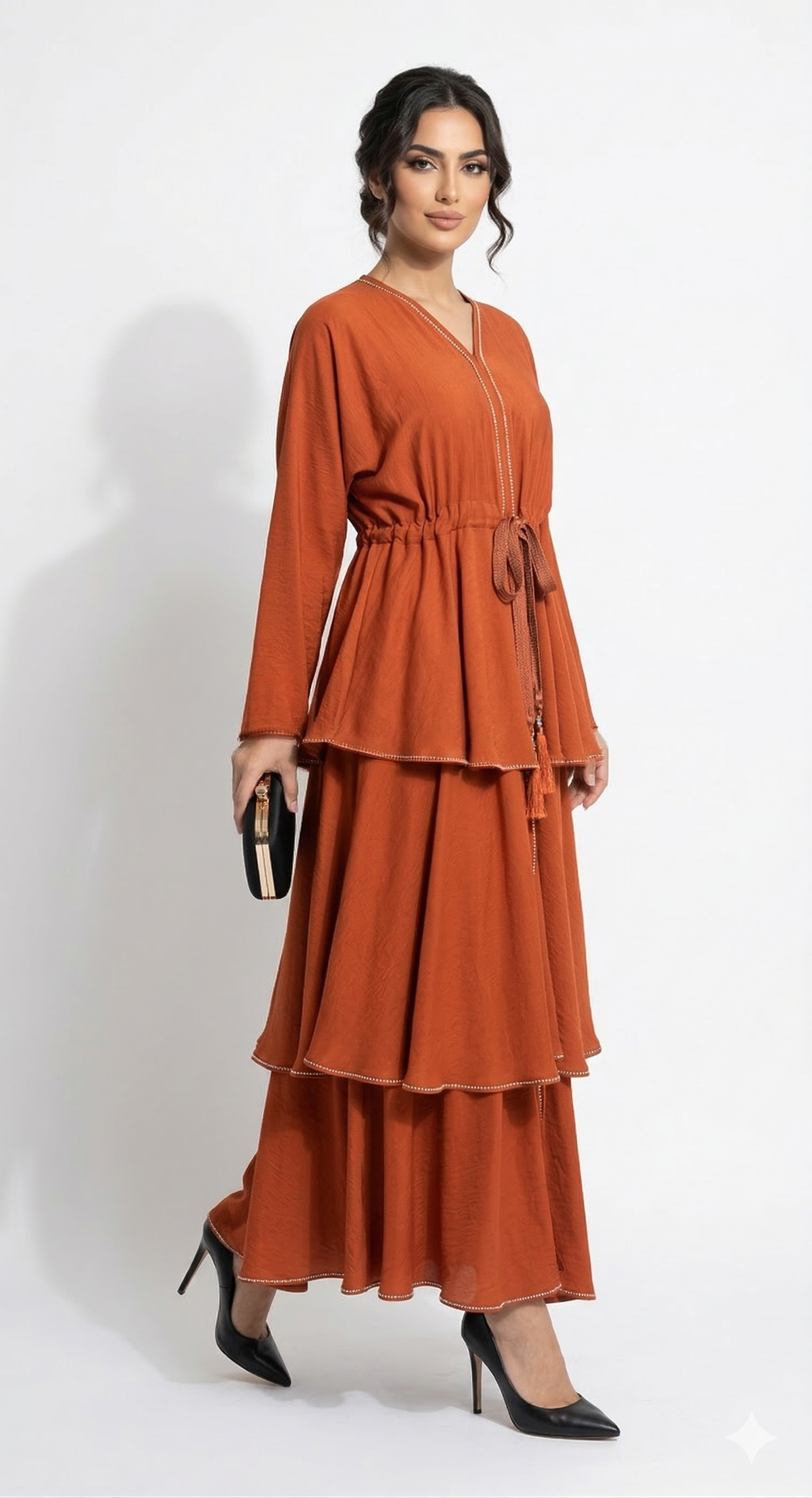 June Tier Abaya - Burnt Orange