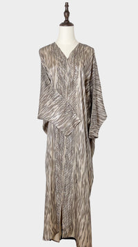 Geo Bold Stripes Kaftan, Beige