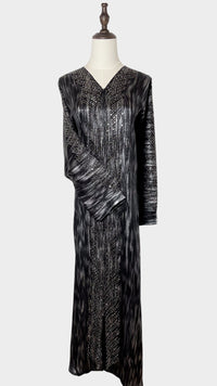 Geo Bold Stripes Kaftan, Black